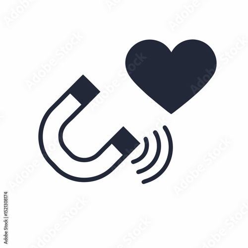 Heart Attraction Symbol Flat Icon Love Magnet Icon Vector Design.