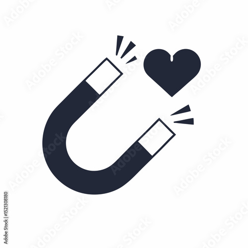 Heart Attraction Symbol Flat Icon Love Magnet Icon Vector Design.