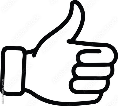 Thumbs up icon vector illustration hand gesture like symbol approval sign positive feedback graphic