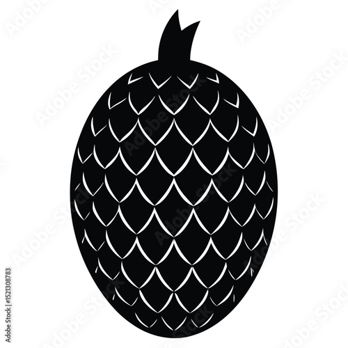 High-Resolution Vector Illustration of a Pineapple Black and White Silhouette, Perfect for Design Projects and Commercial Use