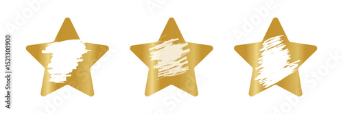 Set of golden scratch card surfaces with scraped textures isolated on white background. Collection of lotto winner, money prize, sale coupon, jackpot scratch cards Vector illustration.v