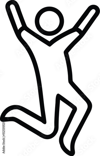 Outline jumping person vector art for celebration success and happiness design element isolated 92