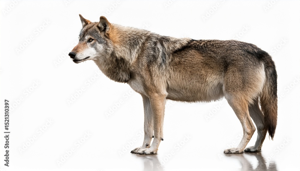 Fototapeta premium gray wolf standing on white background