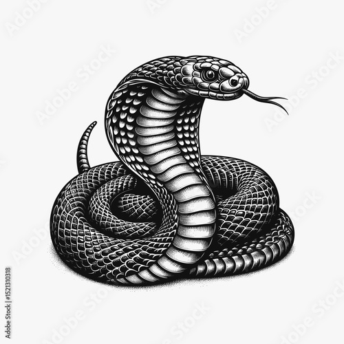 King cobra monochrome design illustration