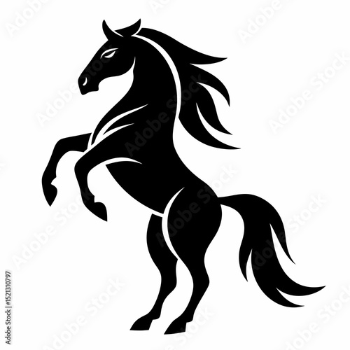Black horse silhouette in tribal style on white background