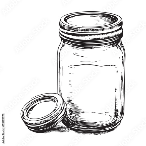 Jar silhouette, bottles and containers sketch drawing, Jar bottle cartoon drawing