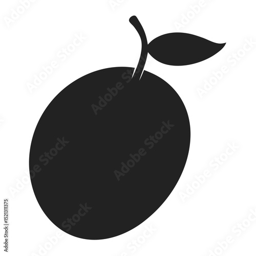 High-Quality Vector Illustration of a Single Plum Fruit Perfect for Culinary Designs, Branding, and More