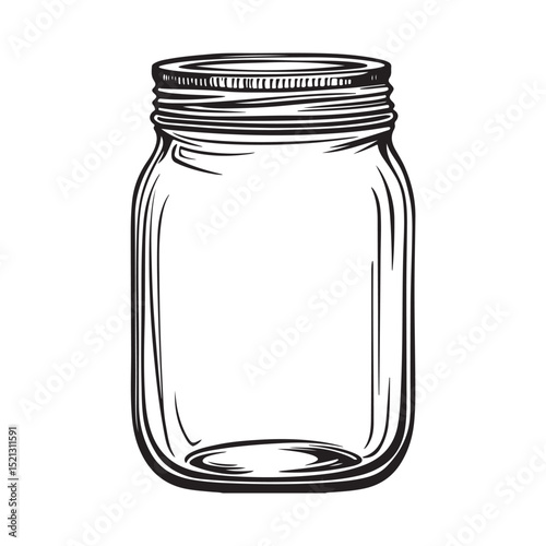 Jar silhouette, bottles and containers sketch drawing, Jar bottle cartoon drawing