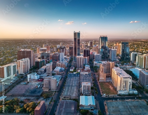 aerial view gaborone daytime cityscape in cbd area business financial district capital city of botswana