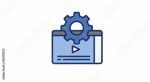 Settings icon for video player interface in flat design style  