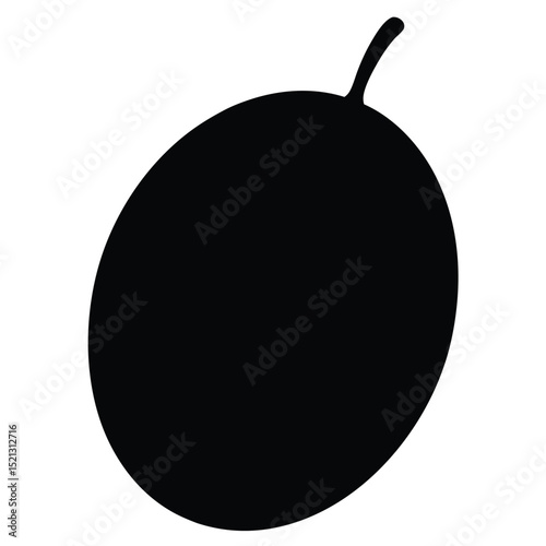 Vector Illustration of a Single Plum Fruit Silhouette, Perfect for Culinary Designs, Food Packaging, and Agricultural Projects