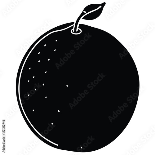 Silhouette of a Juicy Orange Vector Illustration, Perfect for Food Designs, Menus, and More