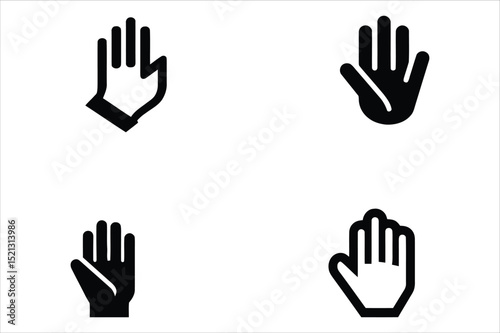 Hand Icons:  Four Versatile Black and White Hand Graphic Designs for Website and App UI Vector illustration Set