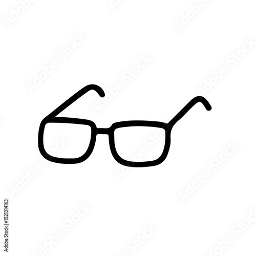 Minimalist eyeglasses icon in black and white vector illustration. Perfect for vision, style, and fashion concepts. Ideal for websites, apps, and design projects.