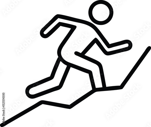 Line art of person running up graph representing business growth and career success concept