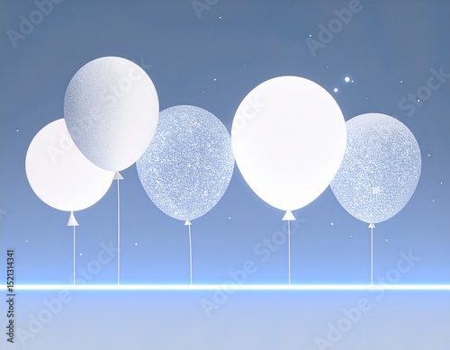 Świecące balony na niebieskim tle.
