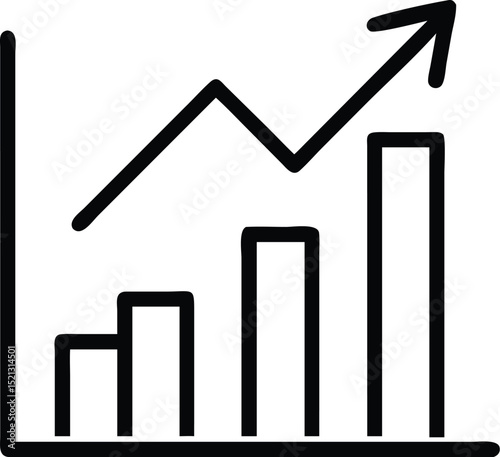 Growth chart icon showing business success and financial growth with arrow pointing upward trend