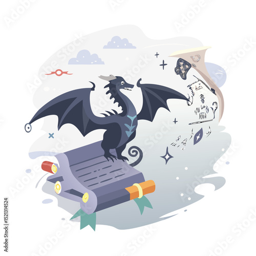 illustration of a witch flying on a broom icon generated