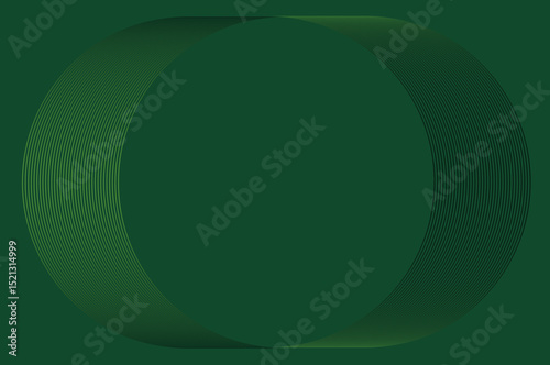 An abstract image formed by thin lines in light green and dark green. These lines curve and form a circle on a solid dark green background
