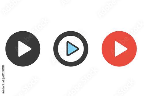 Play button icons set isolated on transparent background