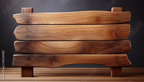 a bare wooden sign is positioned on a transparent base generated by generative ai