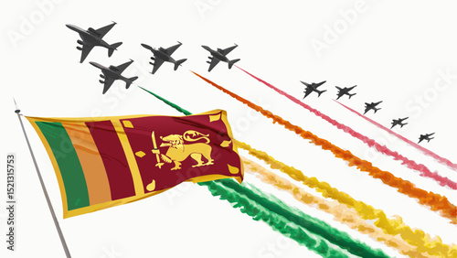 Sri lanka flag airshow jets transparent background