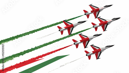 Air show jets flying in formation, clean cutout