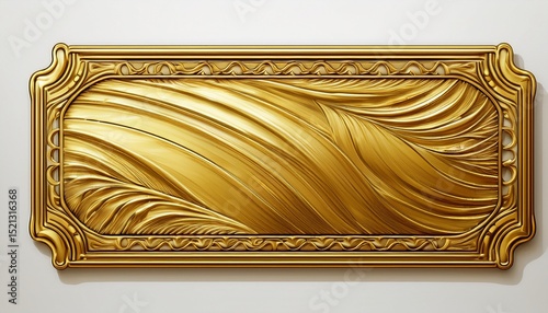 golden rectangular plaque isolated on white background