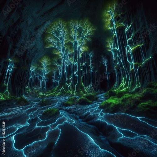 A cave bioluminescent moss