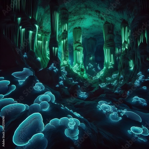 A cave casting eerie patterns
