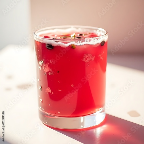 Wallpaper Mural Refreshing Red Drink with Berries in Glass on White Surface Torontodigital.ca