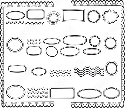 Vector frames borders elements design shapes oval rectangle waves decorative graphic art illustration 100char