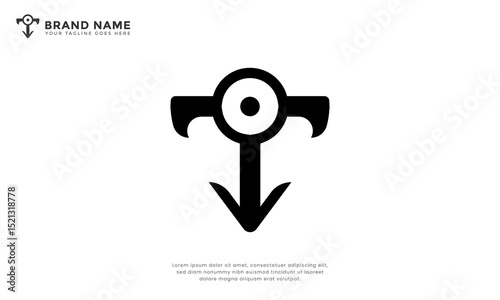 Letter T Anchor Logo. Modern logo combine letter T with anchor symbol. Perfect for nautical ventures, marine services, secure logistics.