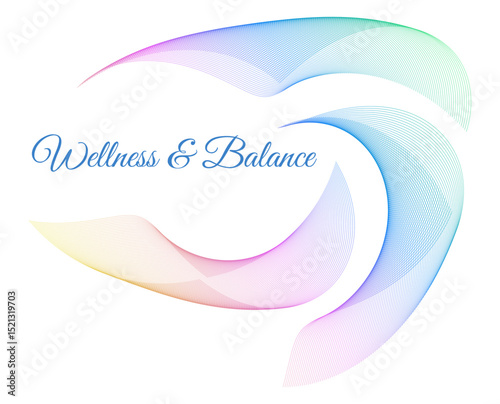 Design element wave lines, spiral geometric. Elegant abstract design for yoga, meditation, and inner peace concepts. Ideal for wellness branding, holistic visuals, and healthy lifestyle campaigns