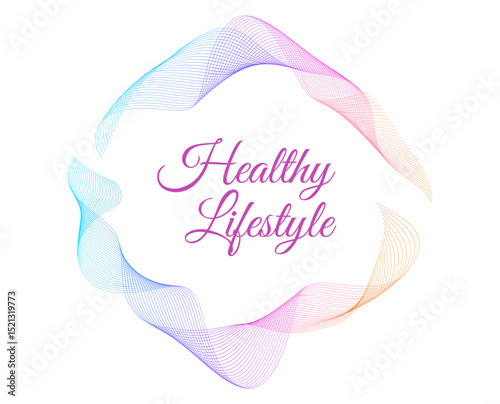Design element wave lines, spiral, background. Colorful abstract wave circle for healthy lifestyle visuals, wellness branding, spa promotions, diet programs, natural living, and clean living concepts