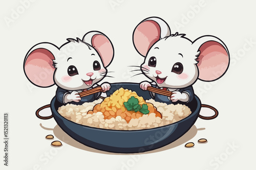 Cute Cartoon Mice Cooking