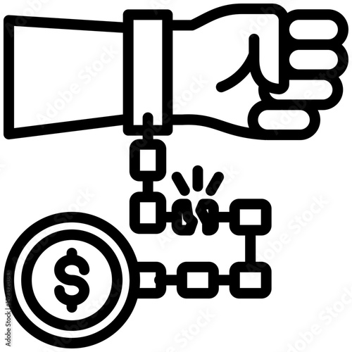 Debt relief  icon for bankruptcy , website, application, printing, document, poster design, etc