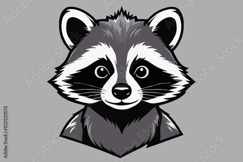 Detailed Raccoon Face Illustration