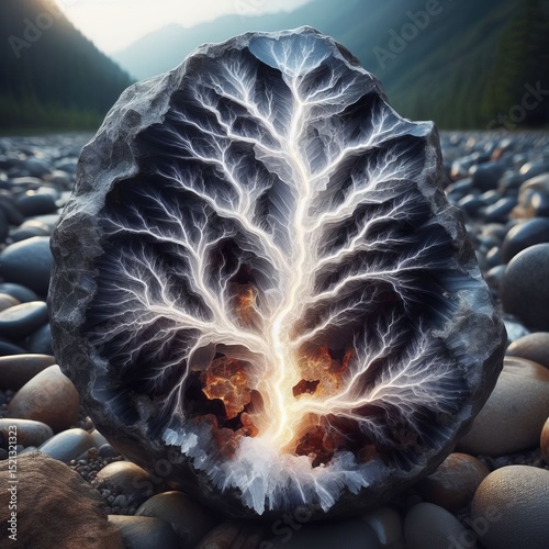 A lightning bolt fossilized fury