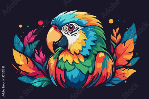 Brightly Colored Macaw Parrot Illustration