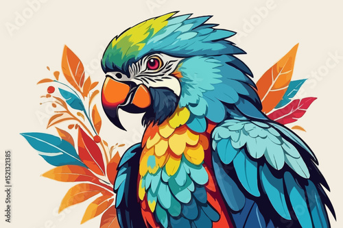 Vibrant Tropical Macaw Parrot Illustration