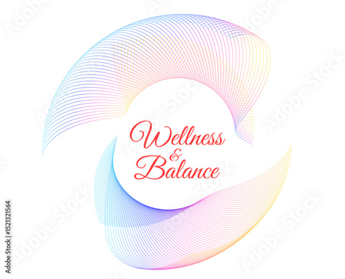 Design element wave lines, spiral geometric. Elegant abstract design for yoga, meditation, and inner peace concepts. Ideal for wellness branding, holistic visuals, and healthy lifestyle campaigns