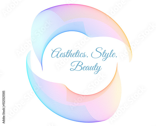 Design element Wave Lines background for Jewelry, Fashion, Wedding, Beauty, Home Decor business. For Web-design, Banner, Presentation, package. Icon, Logo made of Circular, Spiral, Geometric Lines
