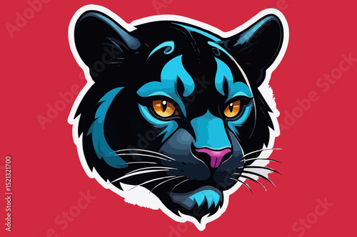 Striking Black Panther Head Illustration