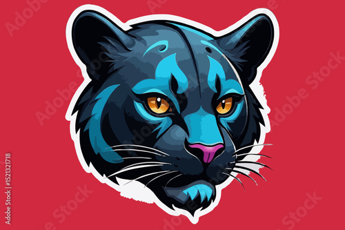 Striking Black Panther Head Illustration