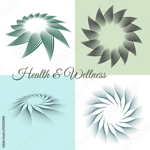 Abstract Health and Wellness Design — Minimalist Flowing Shapes Representing Balance, Mindfulness, Vitality, and Holistic Lifestyle for Branding, Packaging, Meditation Apps, and Wellness Promotions