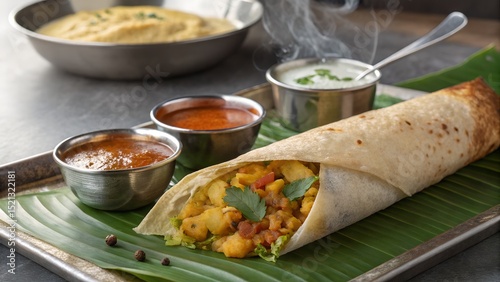 Hot and Crispy South Indian Masala Dosa with Spiced Potato Filling