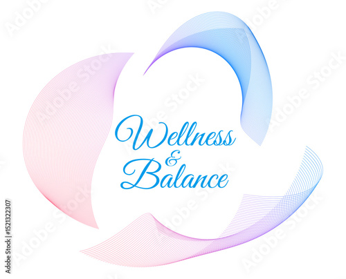 Design element wave lines, spiral geometric. Elegant abstract design for yoga, meditation, and inner peace concepts. Ideal for wellness branding, holistic visuals, and healthy lifestyle campaigns