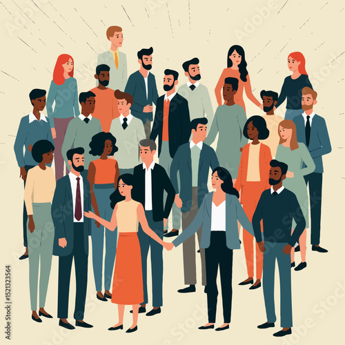 diverse team vector illustration - multicultural community
