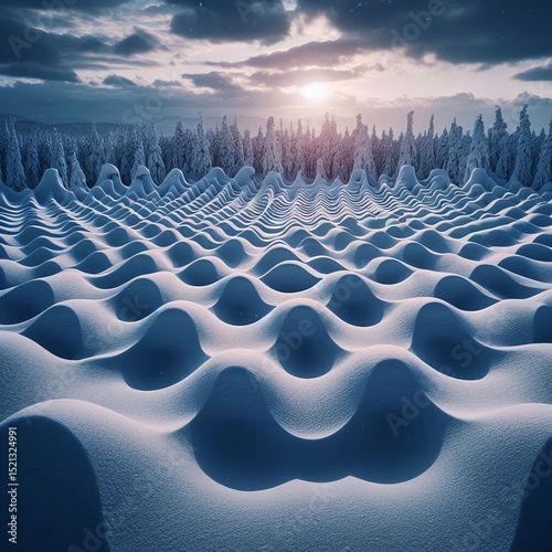 A snowfield resembling audio waveforms